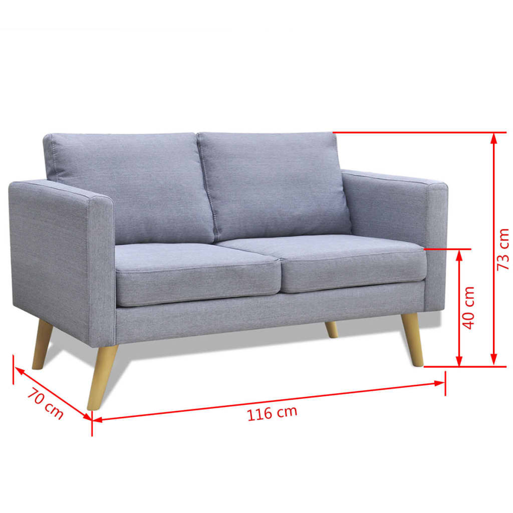 Sofa 2-Seater Fabric Light , Sofas , Durable,eligant,Furniture -,Home & Garden -,Modern Design,new-305021,Sofas