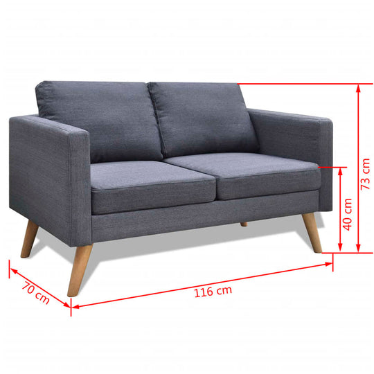 Sofa 2-Seater Fabric Dark , Furniture -> Sofas , dark fabric,eligant,fabric,Furniture -,gray,Modern Design,new-305021,Sofas