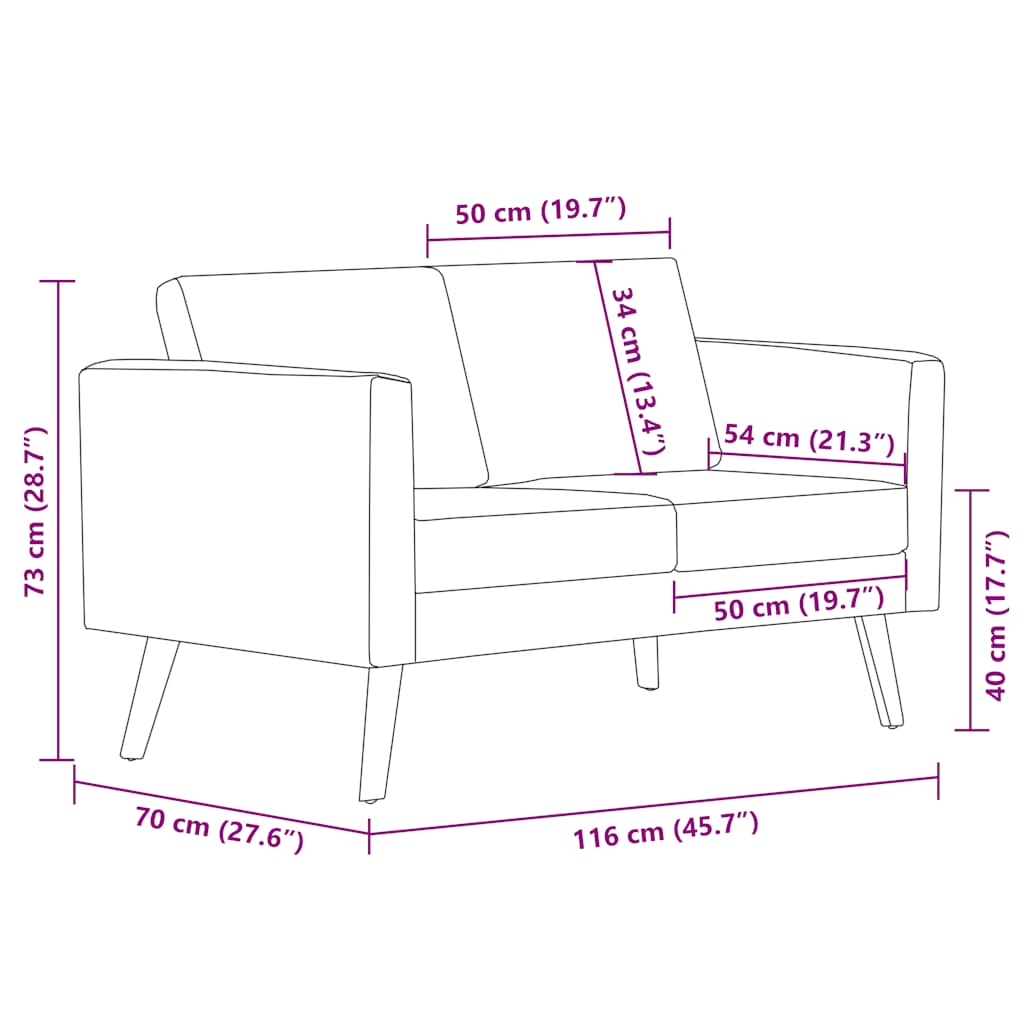 Sofa 2-Seater Fabric Dark