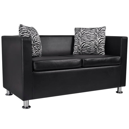 Sofa 2-Seater Artificial Leather , Furniture -> Sofas , 2 pillows,black,Comfortable,Durable,eligant,Furniture -,Home & Garden -,Leather,Modern Design,new-305021,Sofas,two seater