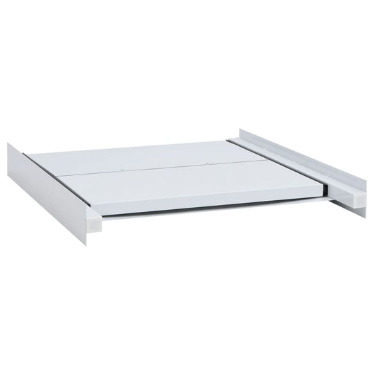 Washing machine stacking kit pull-out shelf designed for space-saving laundry organization.