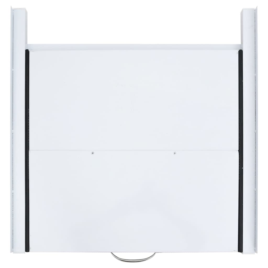 Top view of a washing machine stacking kit with pull-out shelf, designed for space-saving in small households.
