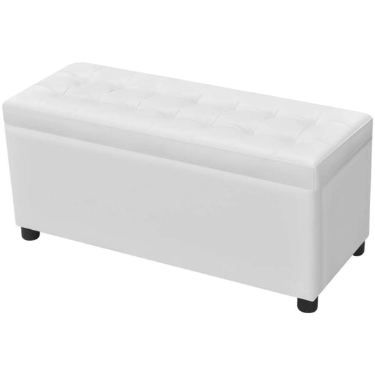Storage Ottoman – Artificial Leather Seat with Hidden Storage | UAE & Dubai, white ottoman with storage and seating functionality