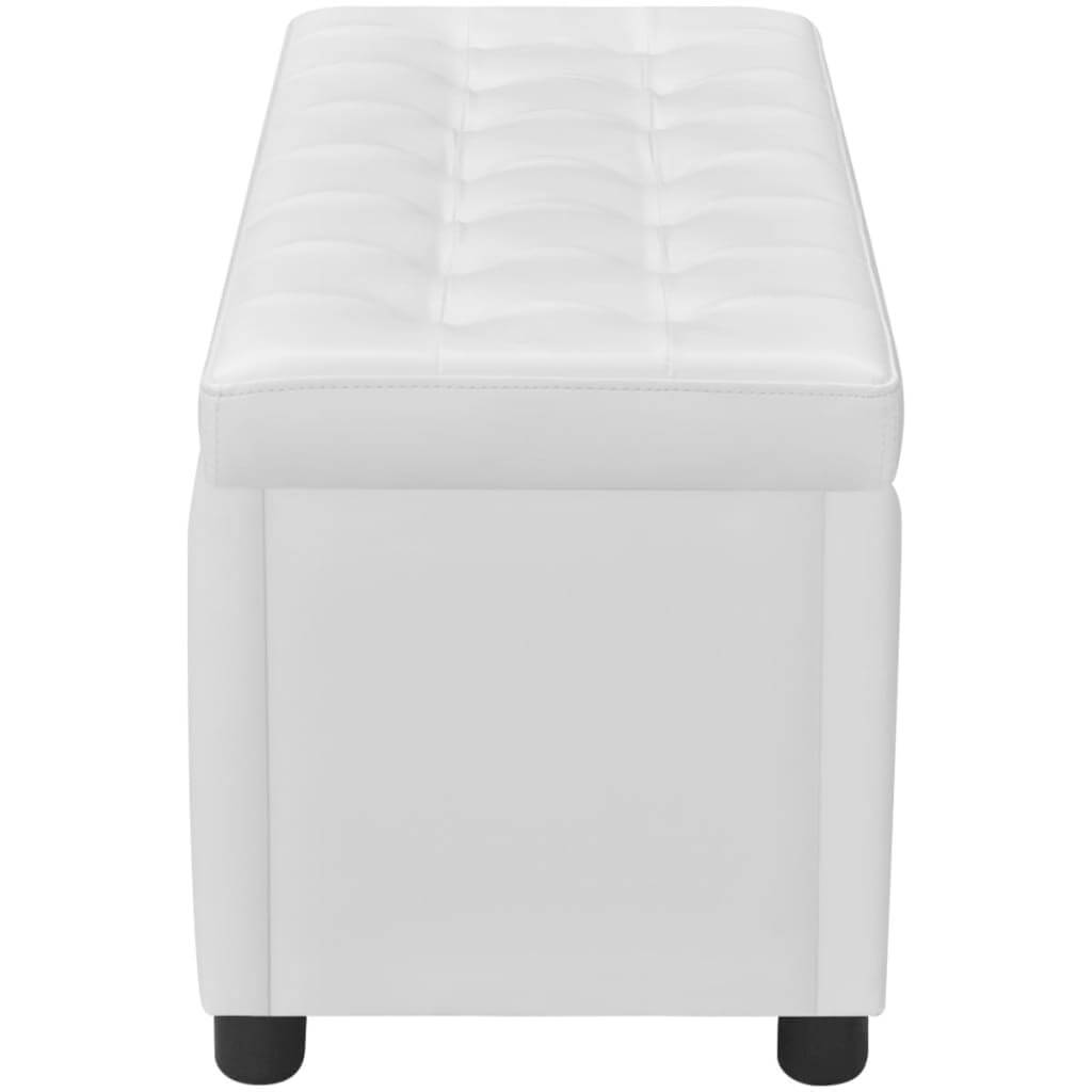 Storage Ottoman – Artificial Leather Seat with Hidden Storage | UAE & Dubai featuring a white, elegant storage ottoman with tufted design.