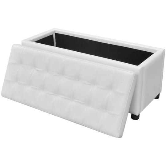 Storage Ottoman – Artificial Leather Seat with Hidden Storage | UAE & Dubai, featuring a spacious white compartment with a removable lid.