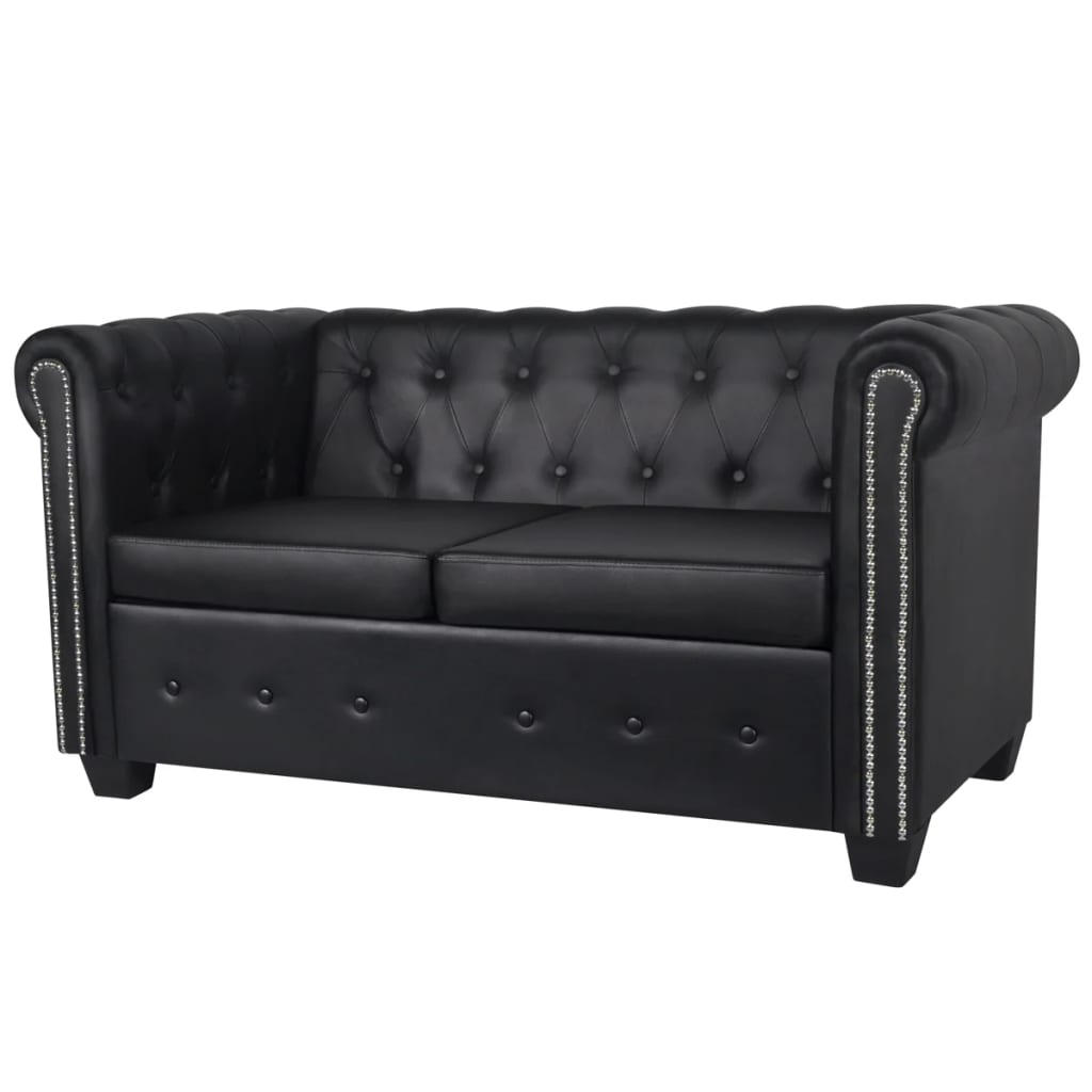 Chesterfield 2-Seater Artificial Leather , Furniture -> Sofas , black,Comfortable,Durable,eligant,Furniture -,Leather,luxurious,Luxury Furniture,Modern Design,new-305021,Sofas