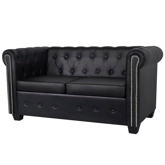 Chesterfield 2-Seater Artificial Leather , Furniture -> Sofas , black,Comfortable,Durable,eligant,Furniture -,Leather,luxurious,Luxury Furniture,Modern Design,new-305021,Sofas