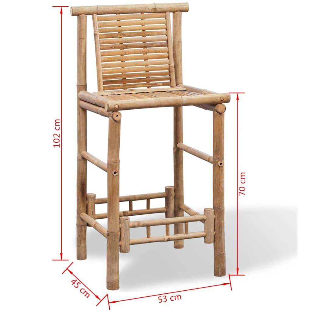 Bar Stools 2 pcs Bamboo, featuring a sturdy bamboo design with backrest, perfect for bar rooms and outdoor settings.