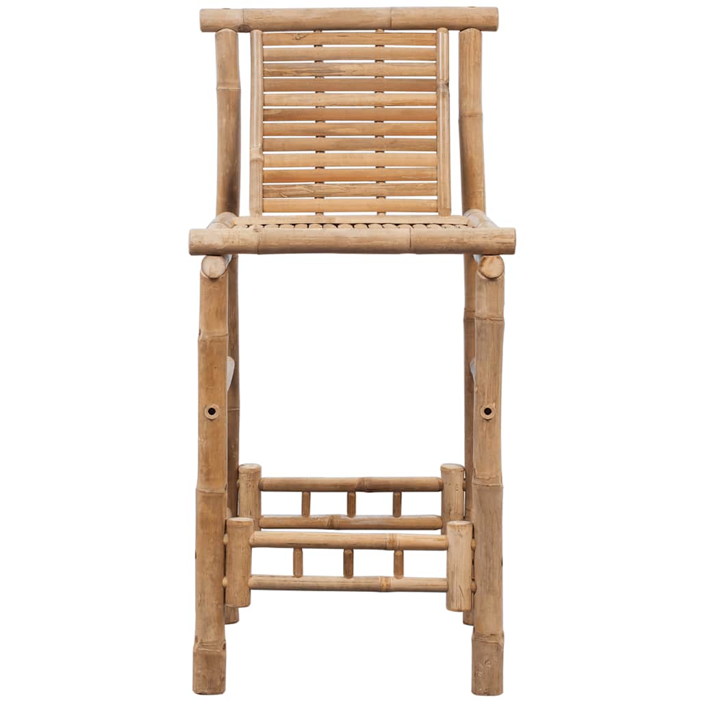 Bar Stools 2 pcs Bamboo with a sturdy backrest and authentic bamboo color, ideal for home or backyard decor.
