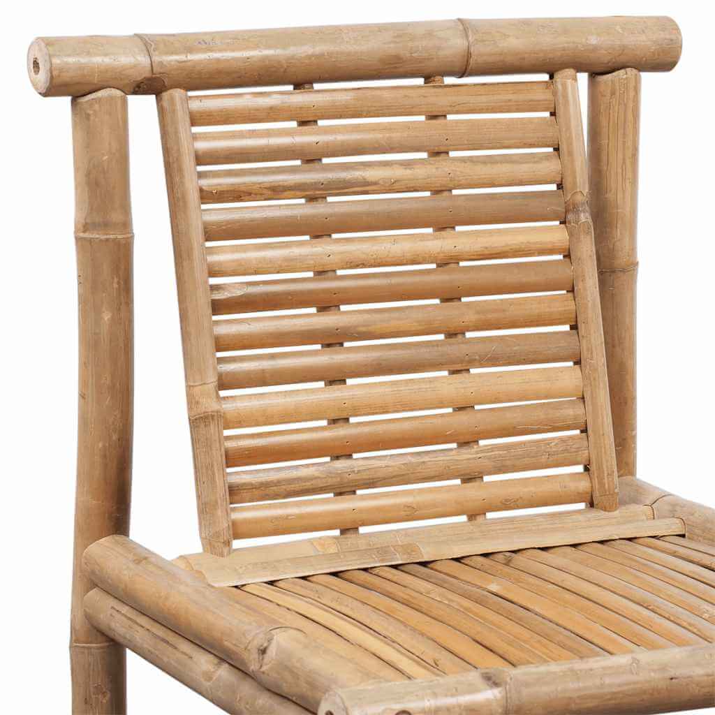 Bar Stools 2 pcs Bamboo, close-up of the bamboo bar stool's backrest and seat detailing.