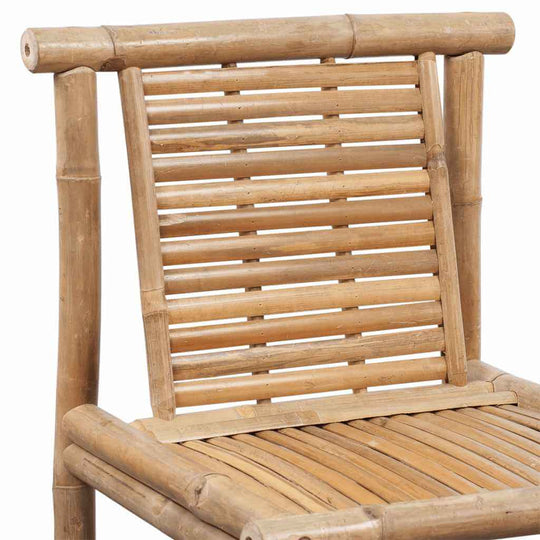 Bar Stools 2 pcs Bamboo, close-up of the bamboo bar stool's backrest and seat detailing.