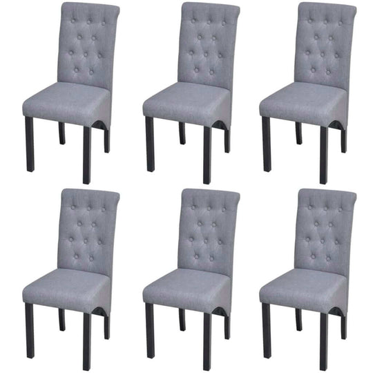 6 Dining Chairs Fabric Upholstery Dark Grey High