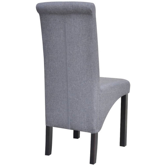 6 Dining Chairs Fabric Upholstery Dark Grey High