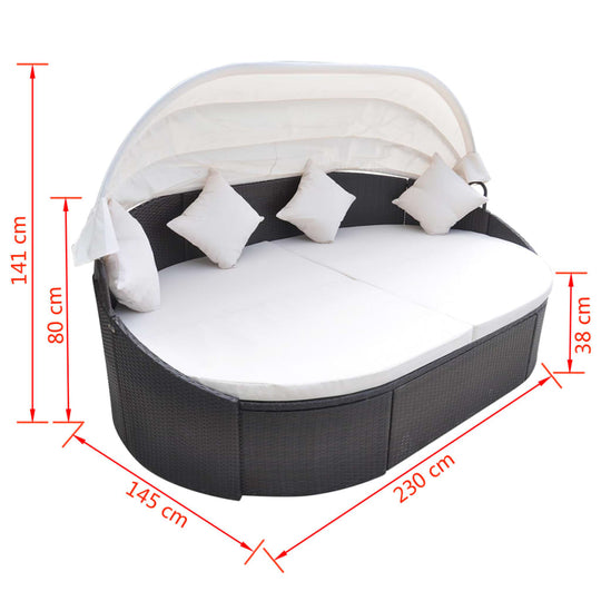 Outdoor Lounge Bed with Canopy Poly Rattan , Furniture -> Outdoor Furniture -> Outdoor Beds , Durable,eligant,Furniture -,Home & Garden -,Modern Design,new-305021,Outdoor Beds,Outdoor Furniture -,Outdoor Seating -