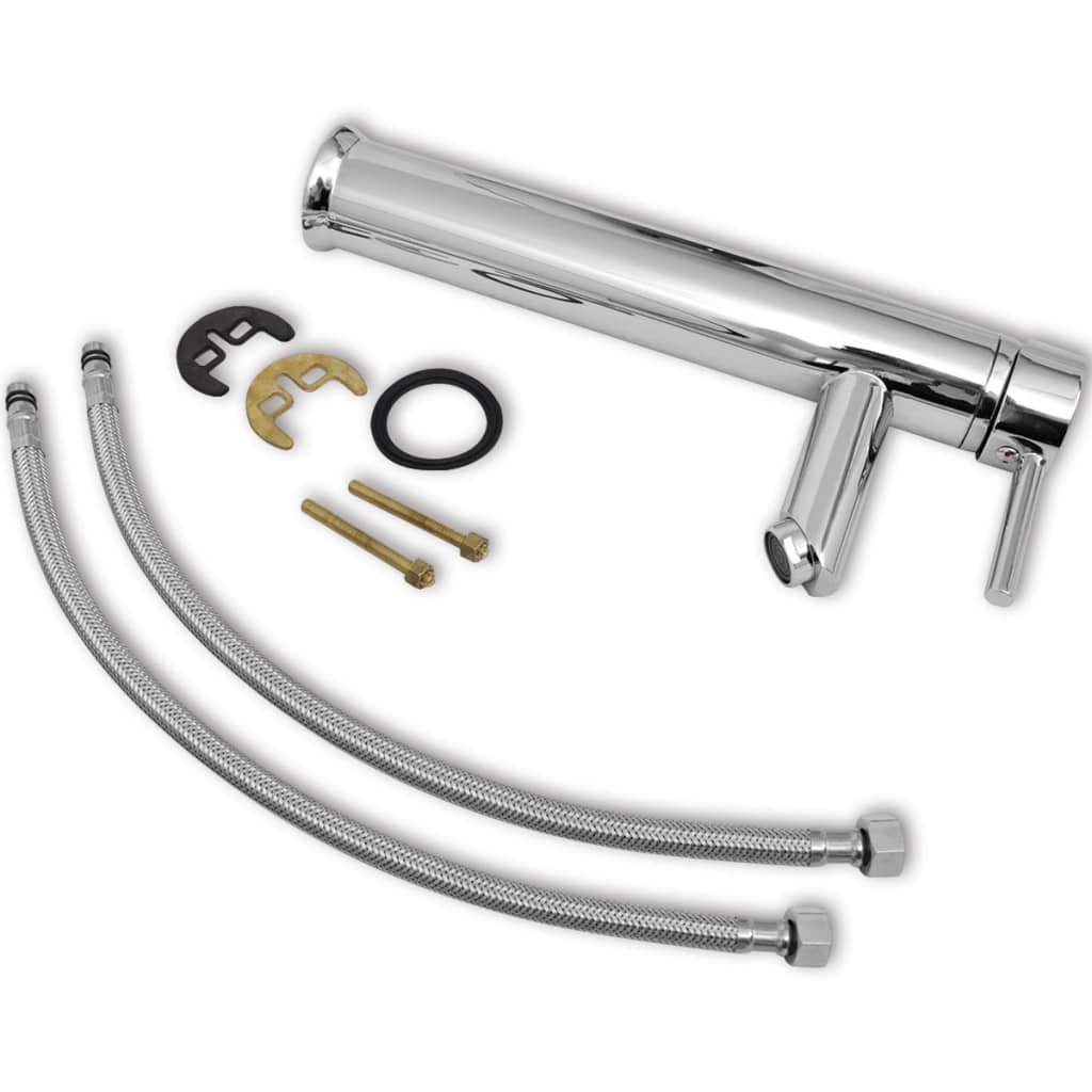 Bathroom Mixer Tap Brass Dubai with chrome finish and installation accessories.