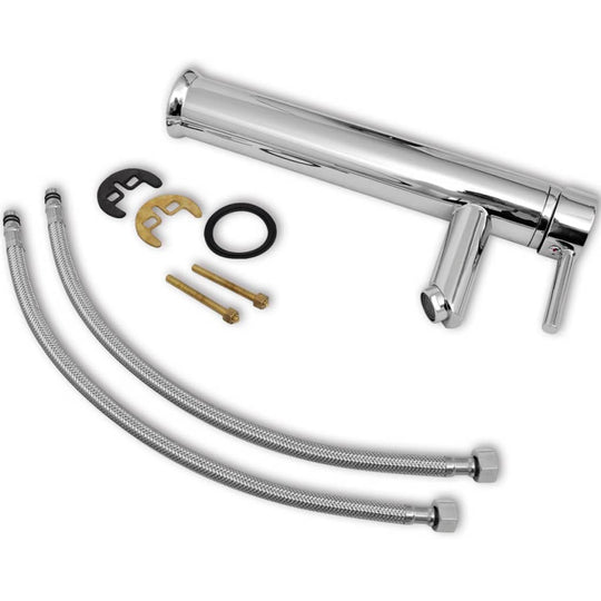 Bathroom Mixer Tap Brass Dubai with chrome finish and installation accessories.