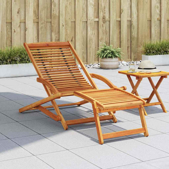 VidaXL Deck Chair with Footrest Solid Acacia Wood