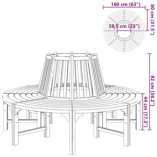 Tree Bench Ø 160 cm Wood