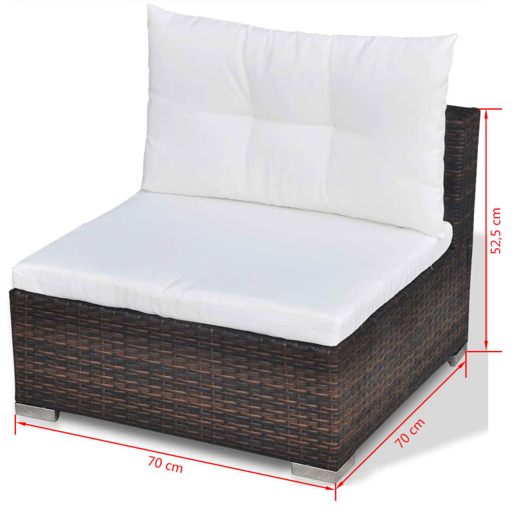 Corner lounge set seat with white cushions, durable poly rattan, ideal for outdoor garden furniture.