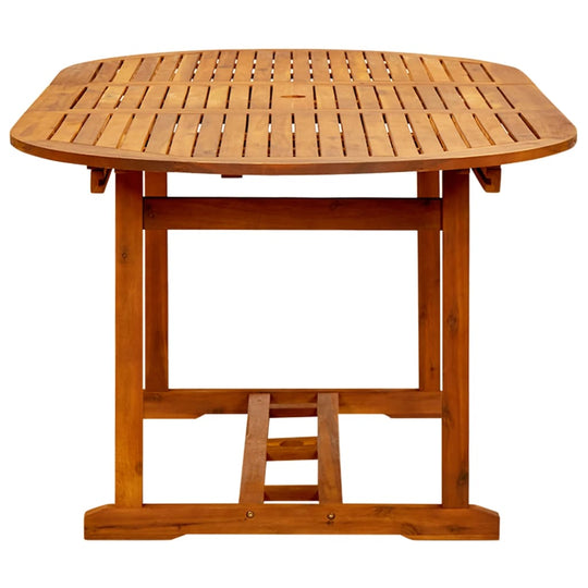 Solid acacia wood garden table 200x100x75 cm with stylish slatted design, perfect for outdoor dining and gatherings.