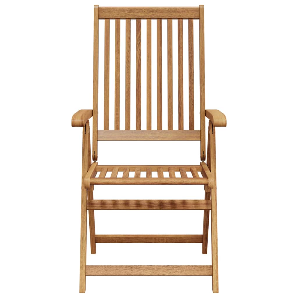 Folding Garden Chairs 2 pcs Solid Acacia Wood front view, showcasing durable and stylish design perfect for garden.