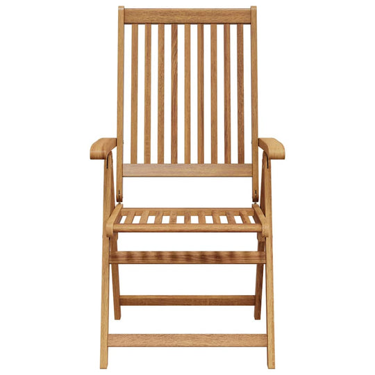 Folding Garden Chairs 2 pcs Solid Acacia Wood front view, showcasing durable and stylish design perfect for garden.