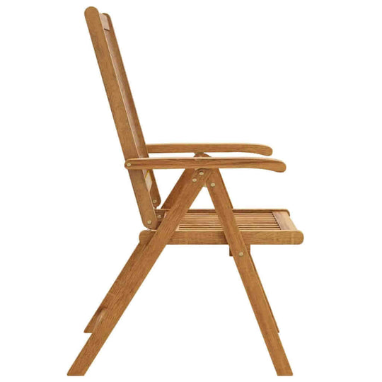 Folding Garden Chairs 2 pcs Solid Acacia Wood side view showcasing stylish folding design and durable construction.
