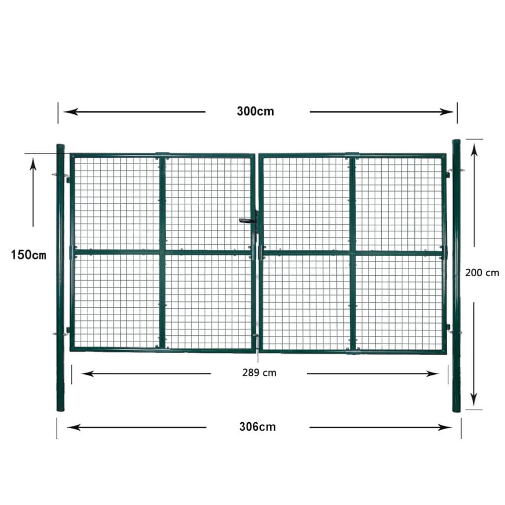 Double Door Fence Gate Powder-Coated Steel