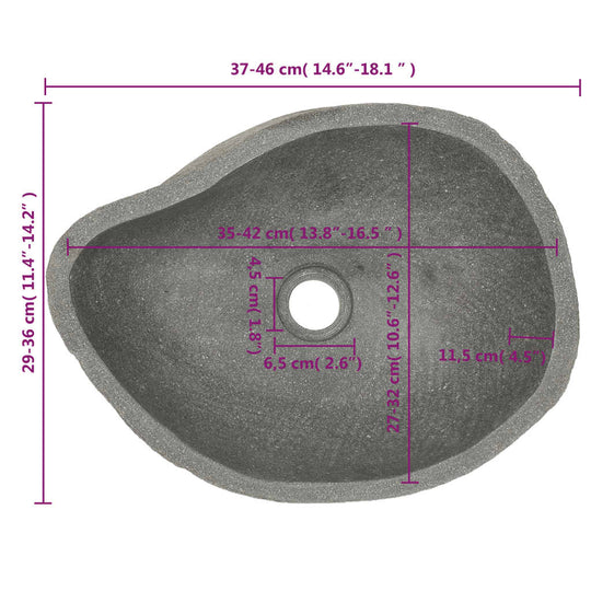 Basin River Stone Oval (37-46)x(29-36) cm