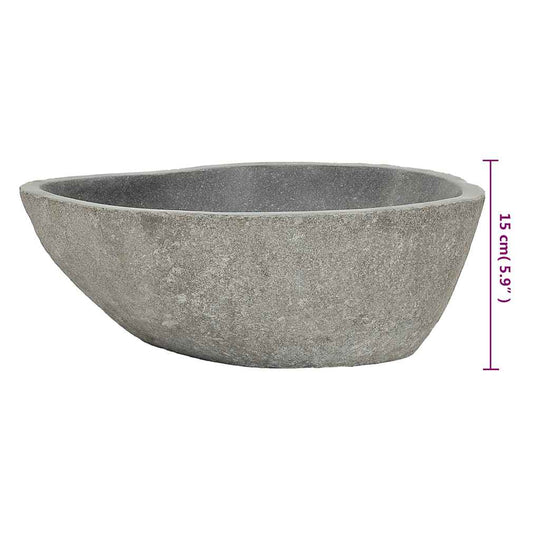 Basin River Stone Oval (37-46)x(29-36) cm showcasing a natural river stone design with smooth polished inner surface.