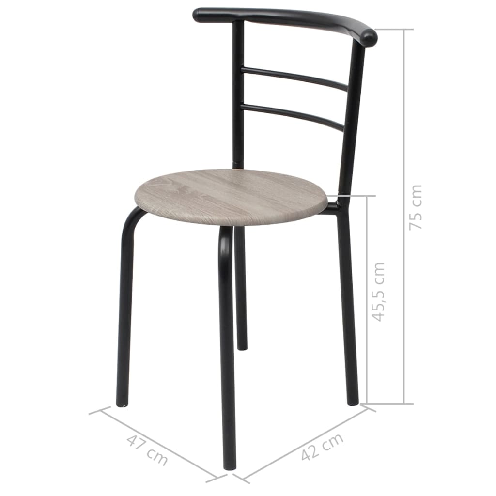 Modern black and wooden chair with dimensions 47 cm width, 42 cm depth, 75 cm height for stylish seating solutions.