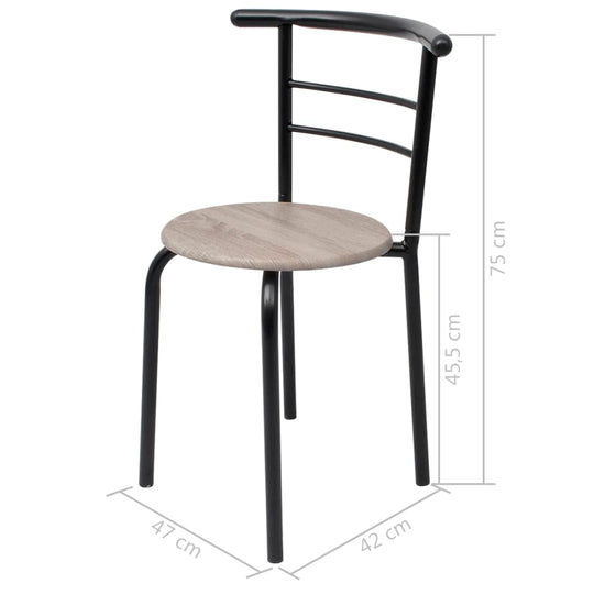 Modern black and wooden chair with dimensions 47 cm width, 42 cm depth, 75 cm height for stylish seating solutions.