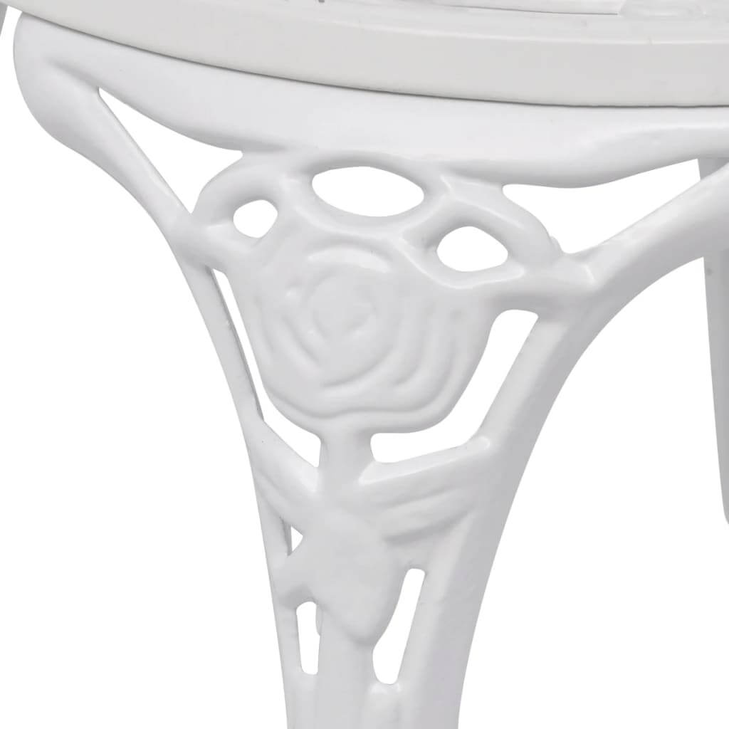 Close-up of detailed floral pattern on the leg of the 3 Piece Bistro Set Cast Aluminium, showcasing intricate design.