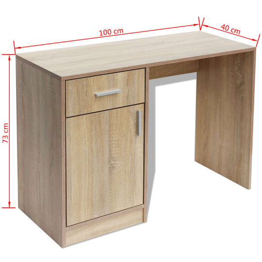 Desk with Drawer and Cabinet Oak 100x40x73 cm , furniture , Desks,Durable,Furniture -,Home & Garden -,Home Furnishings,new-305021,Office Furniture -,Storage & Organisation -,Wooden Furniture