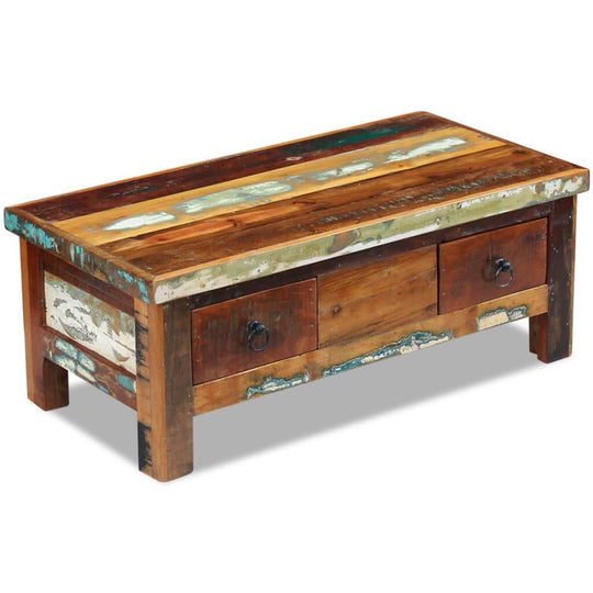 Coffee Table Drawers Solid Reclaimed Wood 90x45x35 cm , Furniture -> Tables -> Accent Tables -> Coffee Tables