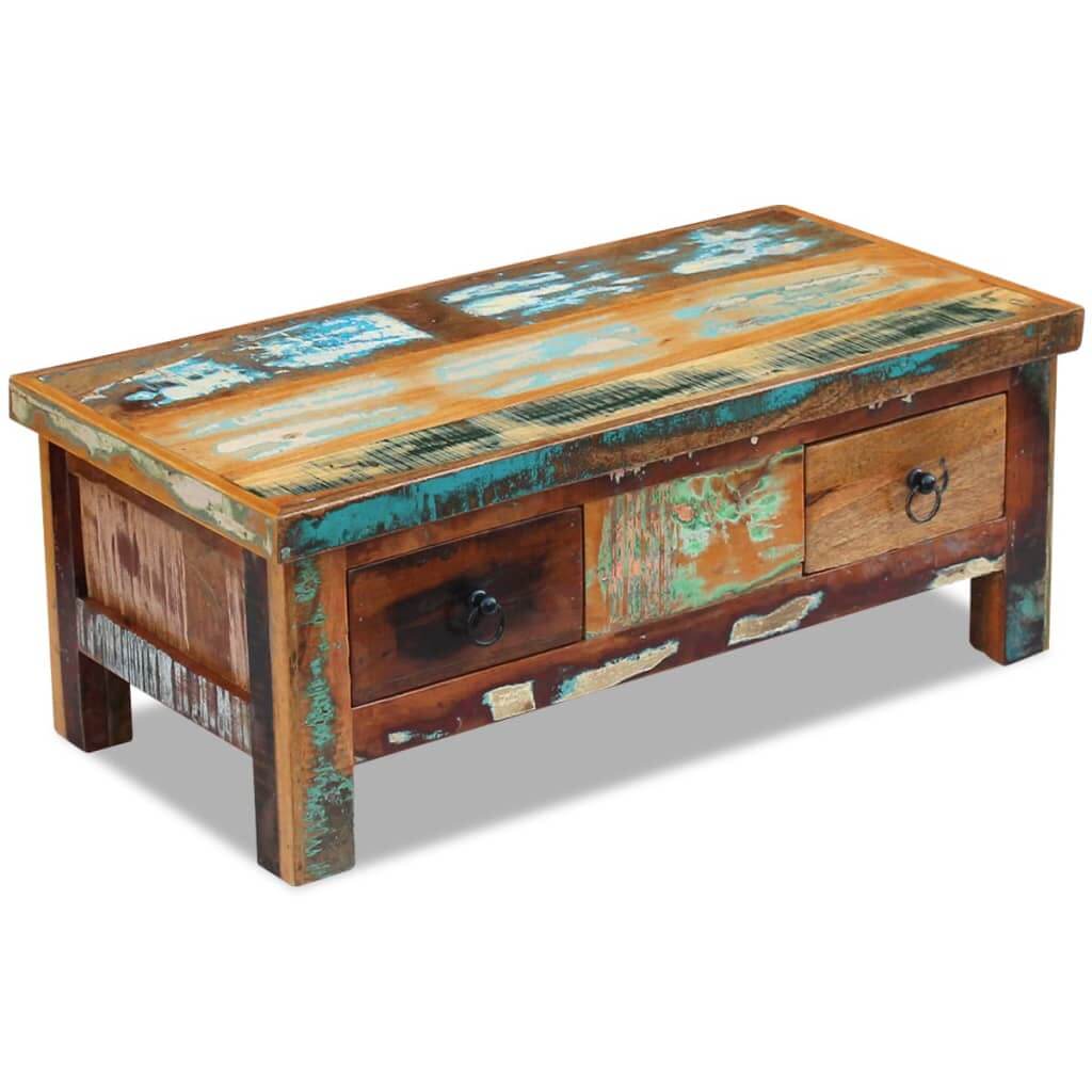 Coffee Table Drawers Solid Reclaimed Wood 90x45x35 cm , Furniture -> Tables -> Accent Tables -> Coffee Tables