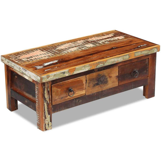 Coffee Table Drawers Solid Reclaimed Wood 90x45x35 cm , Furniture -> Tables -> Accent Tables -> Coffee Tables