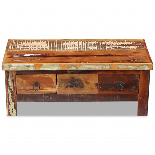 Coffee Table Drawers Solid Reclaimed Wood 90x45x35 cm , Furniture -> Tables -> Accent Tables -> Coffee Tables