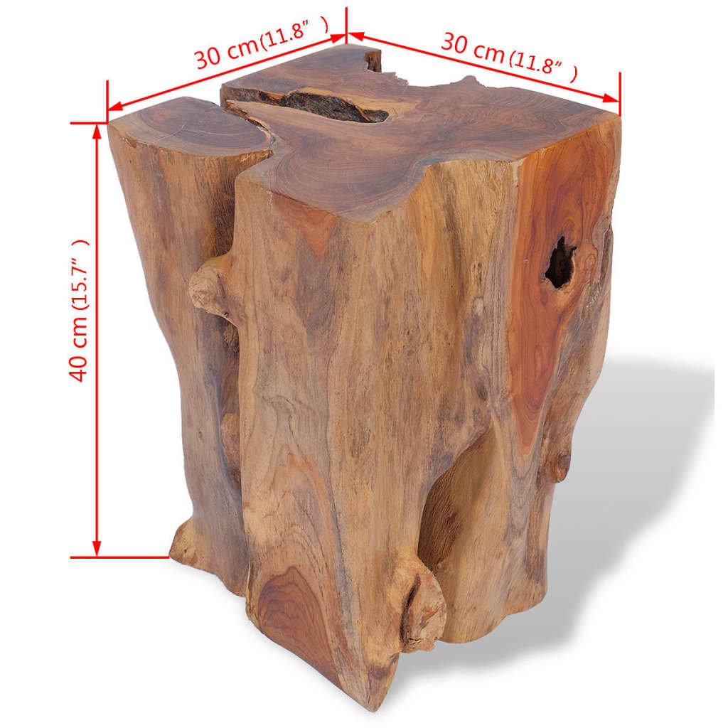 Solid teak wood stool, 30x30 cm top, 40 cm height, perfect for outdoor furniture and garden lounge set.