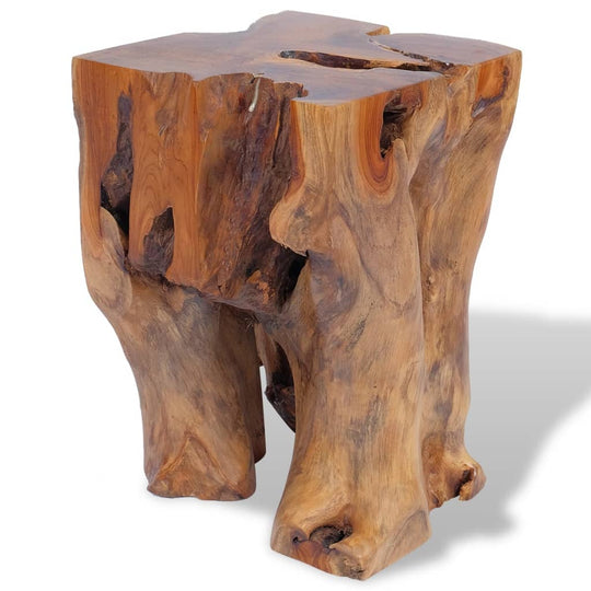 Handmade solid teak wood stool, perfect for outdoor living spaces and garden furniture sets.