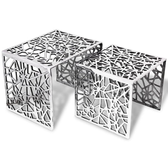 Two Piece Side Tables Square Aluminium , Furniture -> Tables -> Accent Tables -> End Tables , Accent Tables -,aluminum and glass,End Tables,Furniture -,Modern Nesting tables,Nesting Coffee Table,new-305021,square,Tables -