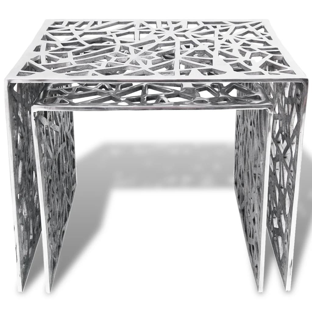 Two Piece Side Tables Square Aluminium , Furniture -> Tables -> Accent Tables -> End Tables , Accent Tables -,aluminum and glass,End Tables,Furniture -,Modern Nesting tables,Nesting Coffee Table,new-305021,square,Tables -