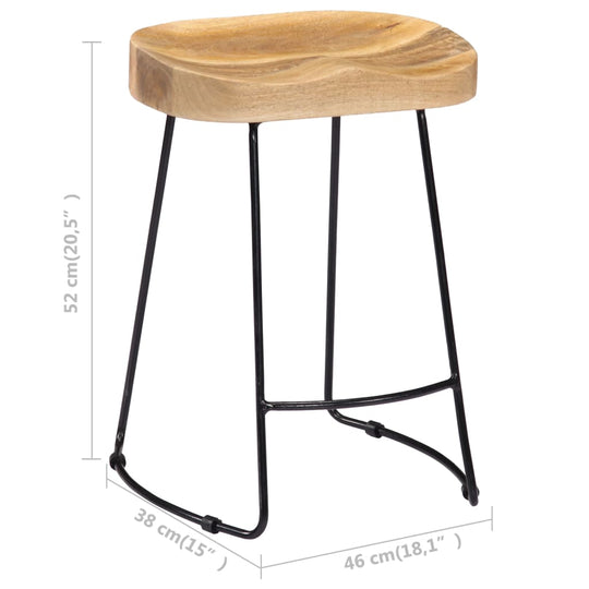 Gavin Bar Stools 2 pcs Solid Mango Wood , Furniture -> Chairs -> Table & Bar Stools