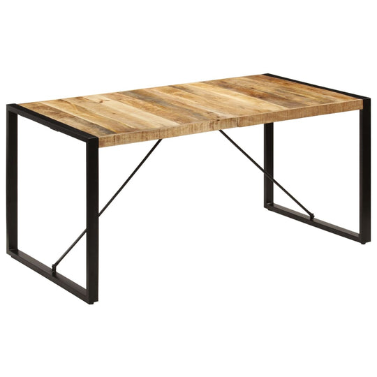 Dining Table 160x80x75 cm Solid Mango Wood with industrial style metal legs.
