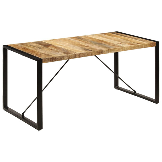 Dining Table 160x80x75 cm Solid Mango Wood with industrial-style design and sturdy metal frame.