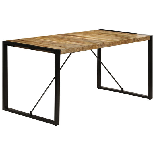 Dining Table 160x80x75 cm Solid Mango Wood in industrial style with metal frame.