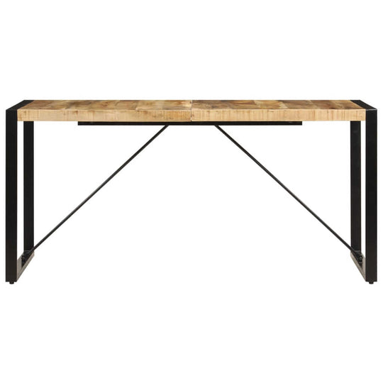 Dining Table 160x80x75 cm Solid Mango Wood with industrial-style design and sturdy black metal base.