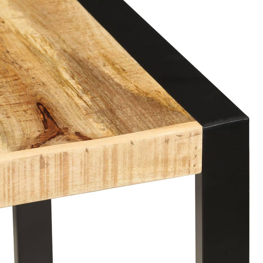 Dining Table 160x80x75 cm Solid Mango Wood with black metal legs, showcasing the natural wood grain and texture.