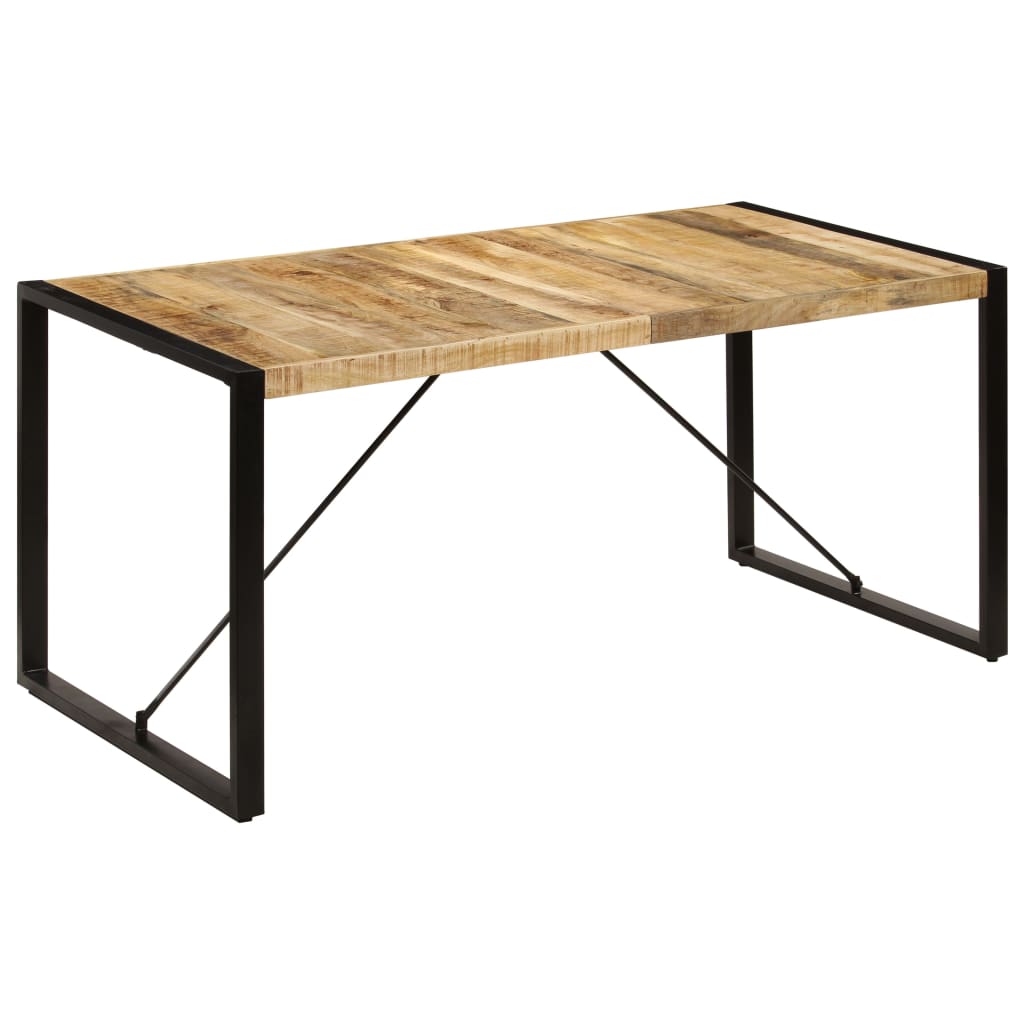 Dining Table 160x80x75 cm Solid Mango Wood with industrial design and sturdy metal legs.