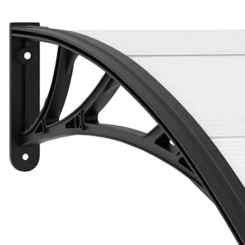 Close-up of the black ABS bracket supporting the durable polycarbonate door canopy design.